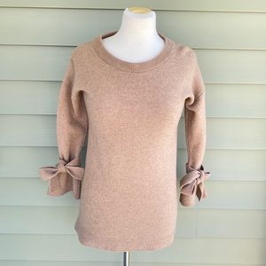 Madewell Sweater Brown Tied Cuff Bell Sleeves